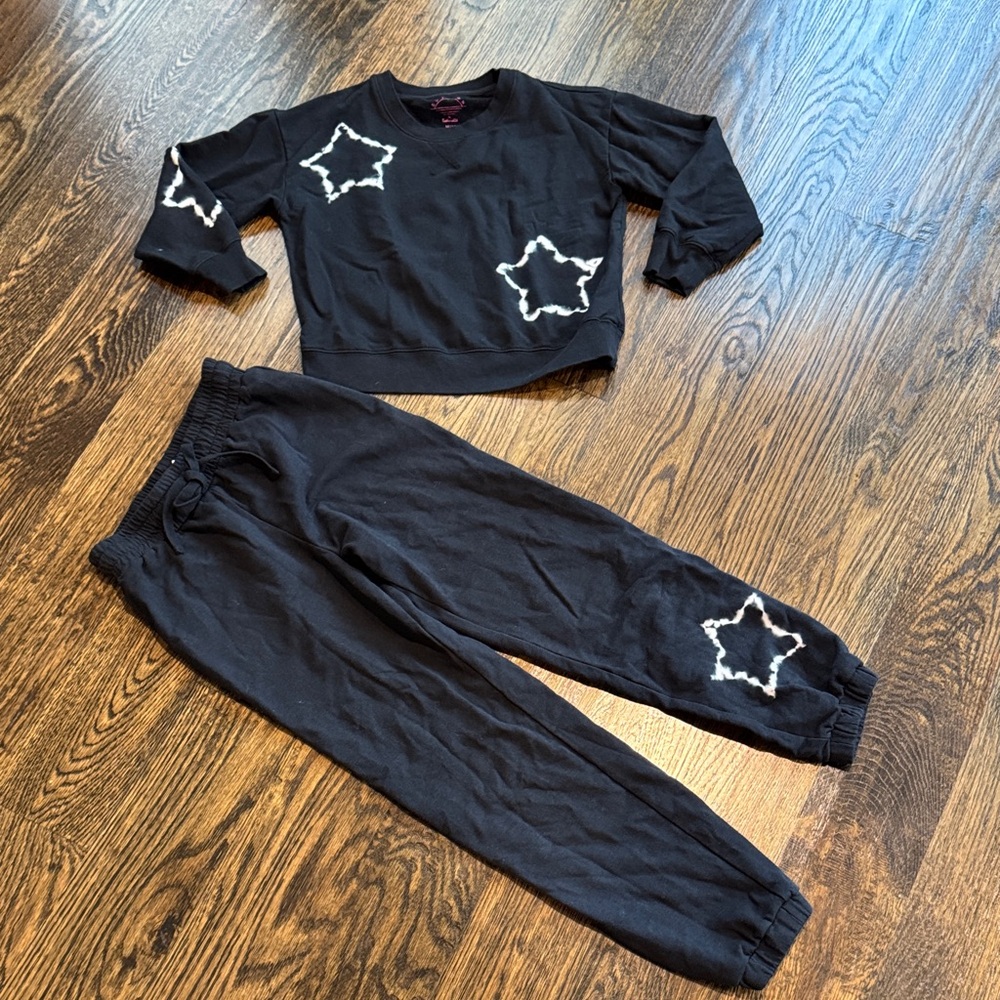 Splendid Black Cropped Sweatshirt and Sweatpants